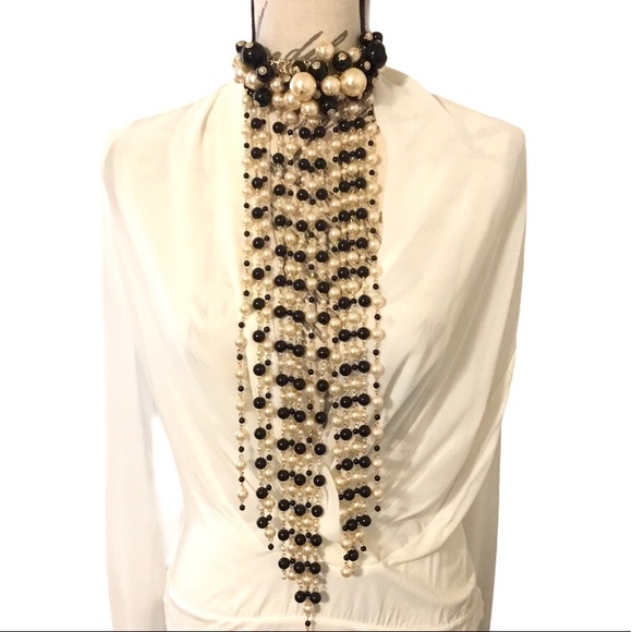 Long Dramatic Pearl Statement Necklace - Picture 2 of 4